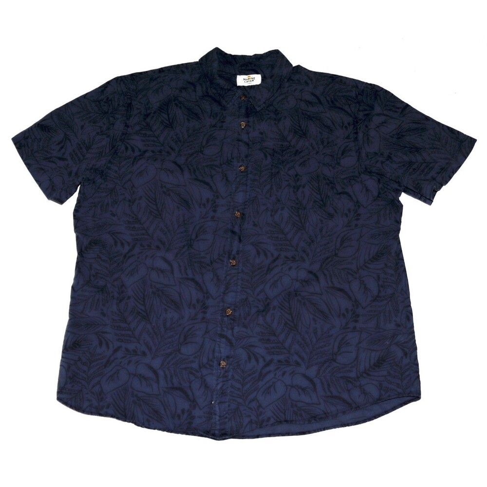 Marine Layer Men's Short Sleeve Button Front Blue Graphic Print Shirt Size Large